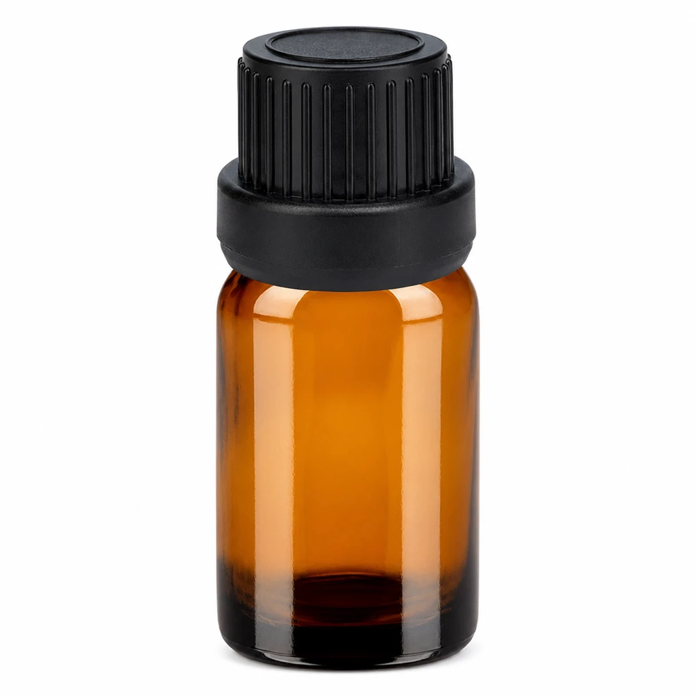 Flacon 5ml 11mm SV noir OV BrownLine UT18/5 Flacon en verre brun de 5ml avec bouchon à vis noir pour huiles essentielles et cosmétiques