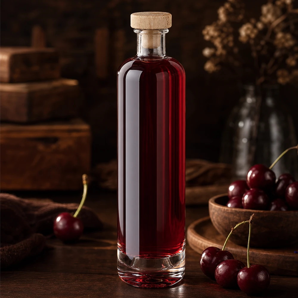 Bouteille en verre 500 ml « Ella » avec bouchon en bois UNiTWIST® Bouteille en verre 500 ml « Ella » avec bouchon en bois UNiTWIST®