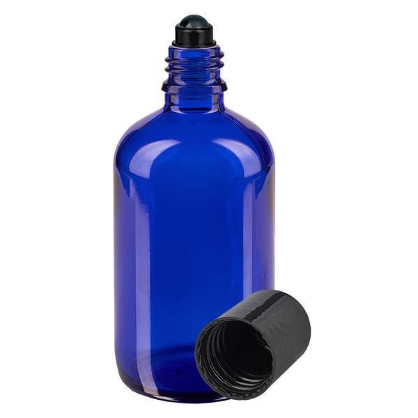 Flacon de déodorant en verre bleu 100 ml, déo à bille vide