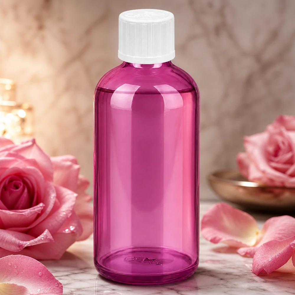 Flacon compte-gouttes 100ml 1,2mm blanc standard sécurité enfant PurpleLine. UT18/100 Flacon de pharmacie violet 100ml en verre avec bouchon compte-gouttes sécurisé ouverture 1.2mm