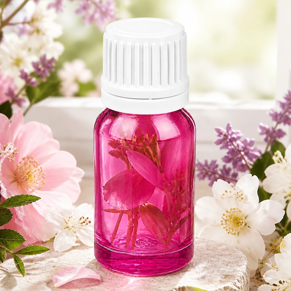 Flacon 10ml bouchon à vis 11mm blanc Originalité bouchon à vis PurpleLine UT18/10 Élégant flacon en verre violet de 10 ml avec capuchon blanc mat pour une présentation élégante du produit