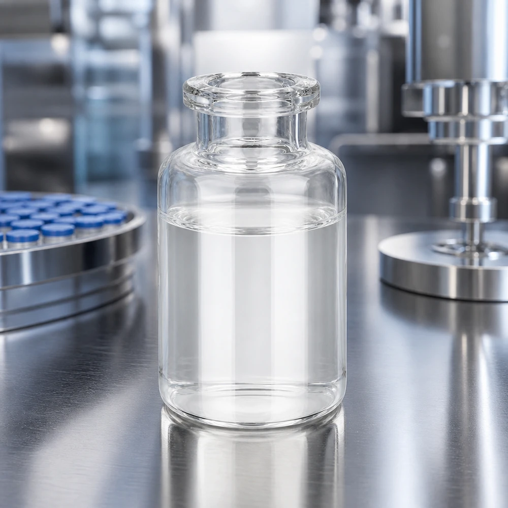 Flacon pour solution injectable, 20 ml en verre clair Durchsichtige Pharmaverpackung 20ml Injektionsflasche mit charakteristischem Taillenhals aus Klarglas