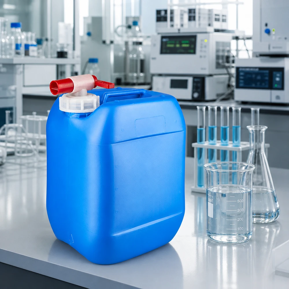 Bidon 10 litres bleu avec robinet Bidon robuste en PEHD de 10 L, de couleur bleue, muni d'un robinet de vidange pour un stockage sûr des liquides