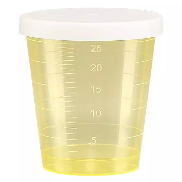 Gobelet à médicaments 30 ml + couvercle à déclic (gobelet pharmaceutique / verre à eau-de-vie) couleur : jaune
