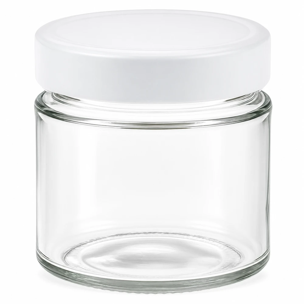 135ml Verre rond avec couvercle BasicSeal blanc UNiTWIST 135ml pot rond avec couvercle blanc BasicSeal transparent vide pot en verre conservation cosmétique alimentaire