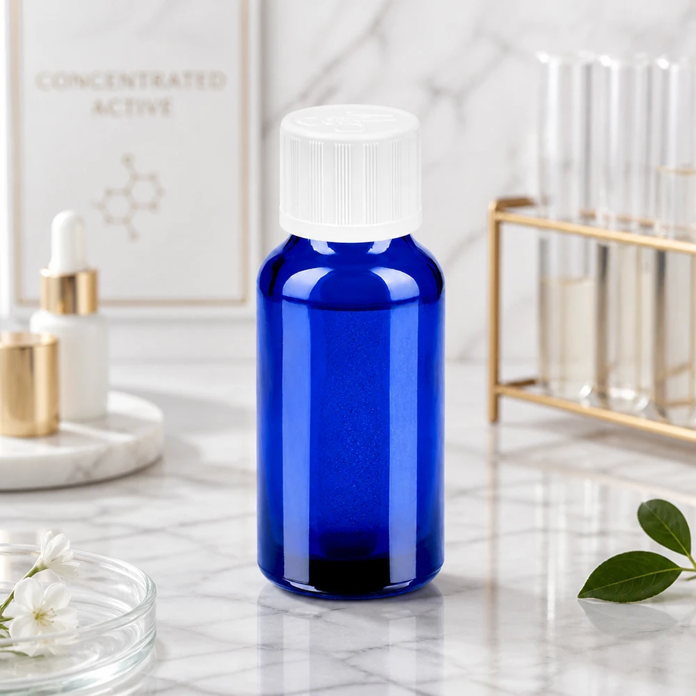 Flacon 20ml 11mm SV f. STD KiSi BlueLine UT18/20 Bouteille robuste de 20 ml en verre bleu avec fermeture sûre pour la médecine naturelle et l'homéopathie