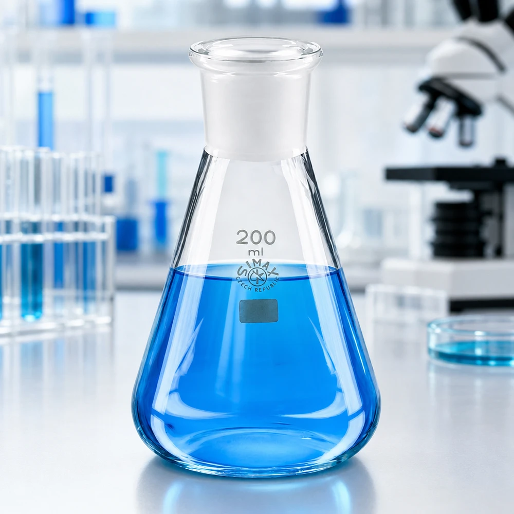 Erlenmeyer 200 ml col étroit, verre borosilicate avec rodage normalisé 29/32