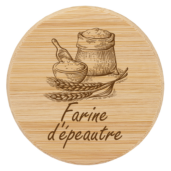 Couvercle en bois « Farine d'épeautre » pour WECK RR100 Couvercle en bois « Farine d'épeautre » pour WECK RR100