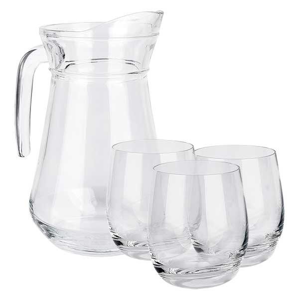 Service économique : carafe "France" 1 litre & 3 verres de 0,3 l