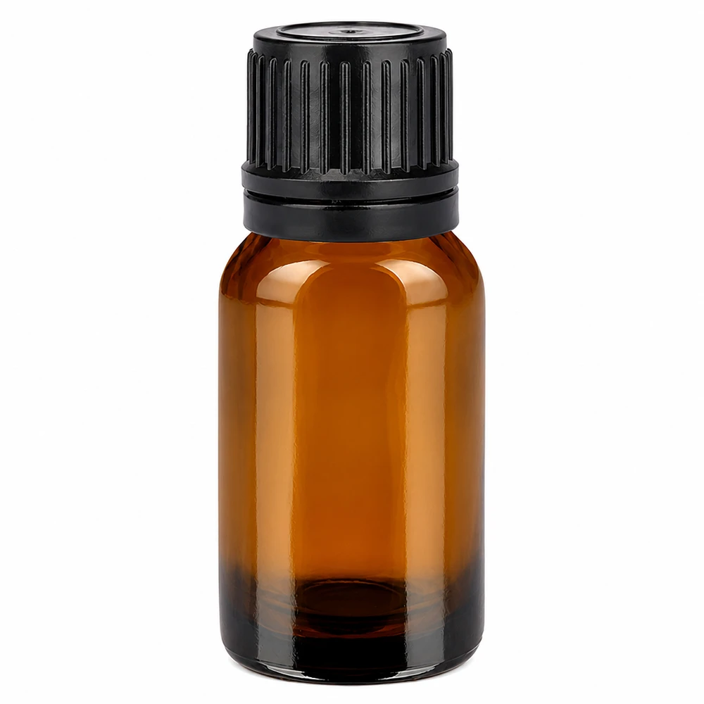 Flacon 10ml 11mm SV noir OV BrownLine UT18/10 Bouteille en verre brun de 10ml avec bouchon à vis noir pour huiles essentielles et cosmétiques