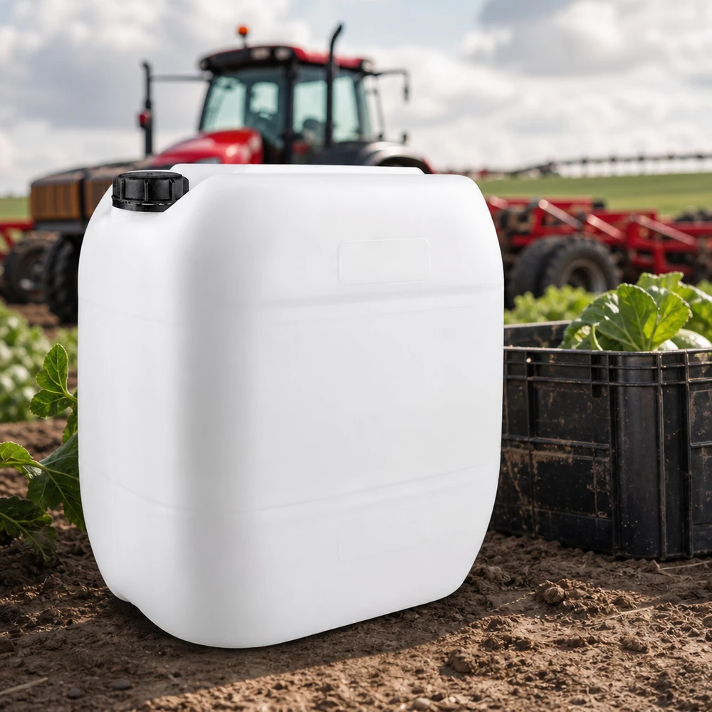 Bidon en plastique de 30 litres, adapté au contact alimentaire, avec bouchon OV, destiné aux exploitations agricoles et au secteur agricole