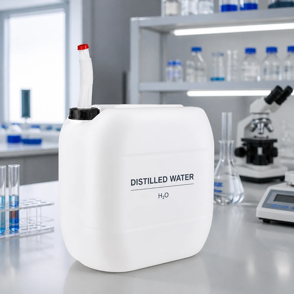 Grand bidon en PEHD de 30 L avec bec verseur flexible et bouchon à vis noir