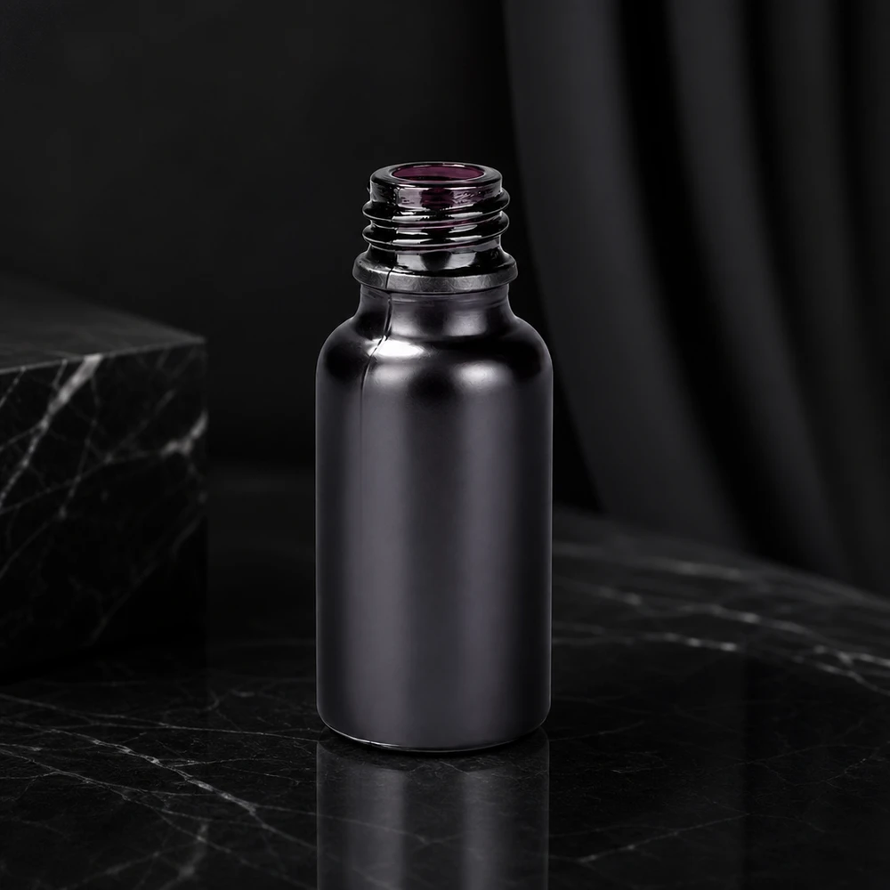 Flacon à pharmacie 20ml BlackLine UT18/20 UNiTWIST Bouteille de pharmacie robuste 20ml BlackLine en verre noir épais pour un stockage sûr du produit