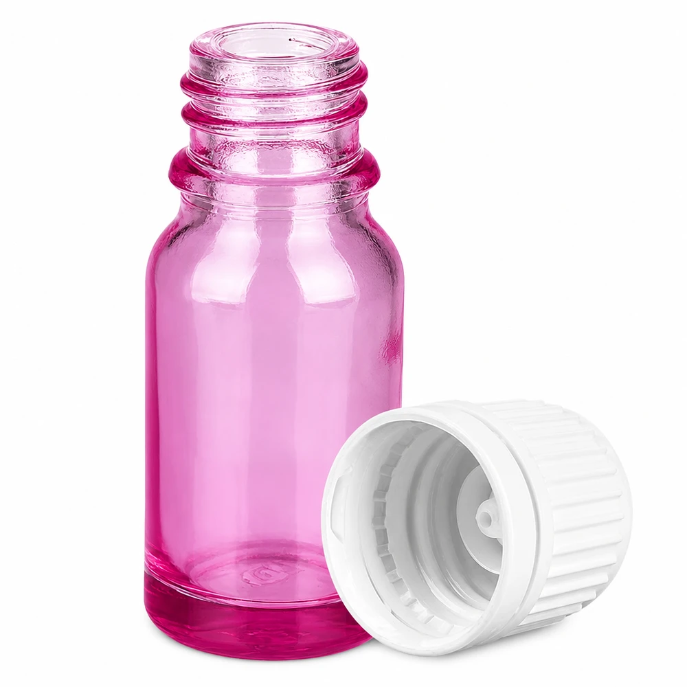 Flacon 10ml bouchon à vis 11mm blanc Originalité bouchon à vis PurpleLine UT18/10 Flacon pratique de 10 ml en verre teinté pour conserver les liquides en toute sécurité