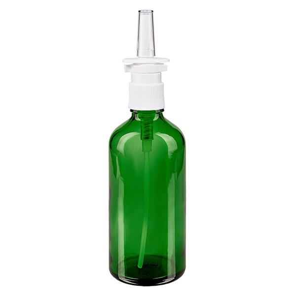 Flacon à pharmacie vert 100ml vaporisateur nasal blanc standard