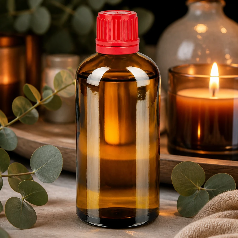 Flacon 100ml 11mm SV rouge OV BrownLine UT18/100 Flacon compact en verre brun de 100 ml - taille optimale pour les voyages et l'utilisation quotidienne