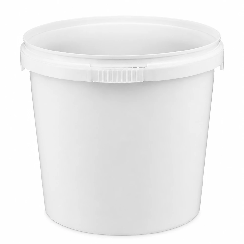 Petit seau blanc de 1 litre en plastique PP robuste, destiné au stockage et au transport