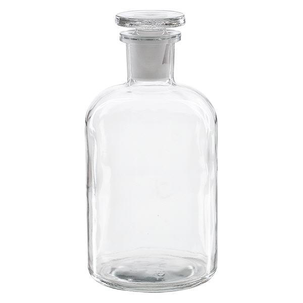 Flacon pharmaceutique 500 ml col étroit en verre clair + bouchon Flacon pharmaceutique 500 ml col étroit en verre clair + bouchon
