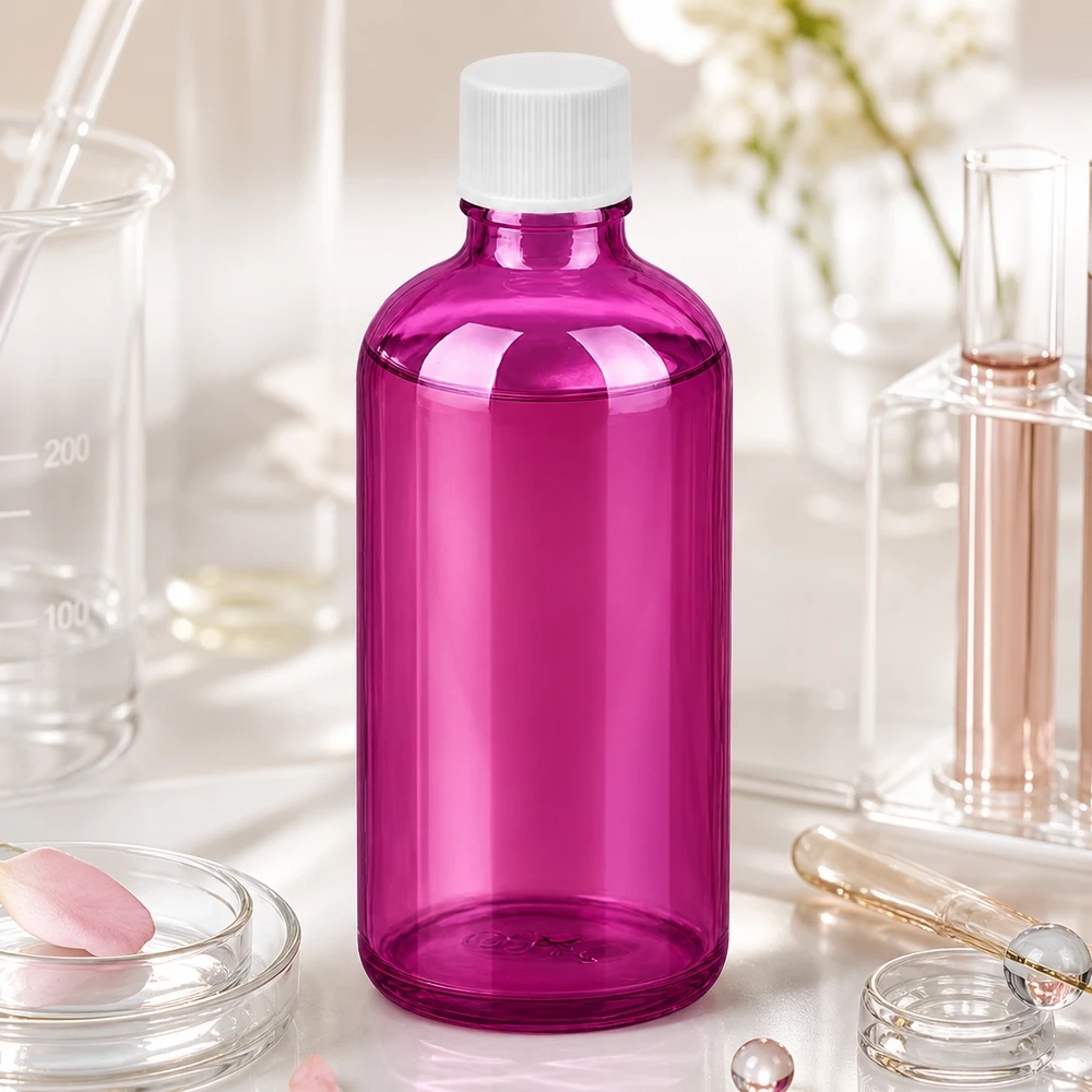 Flacon 100ml 11mm bouchon vissant blanc standard PurpleLine UT18/100 Bouteille élégante violette de 100 ml avec filetage standard UT18 pour une conservation sûre des teintures