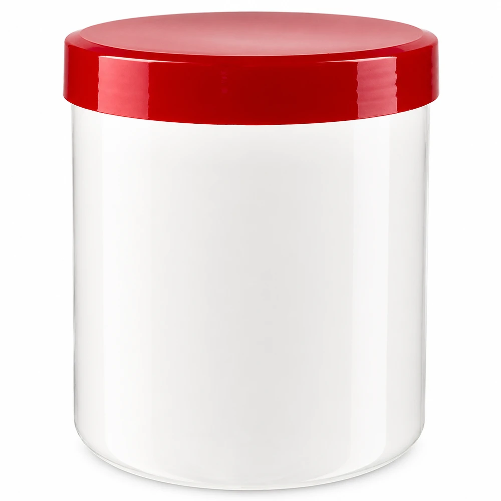 Pot à onguent blanc 10 g avec couvercle rouge (PP) Pot à pommade miniature de 10 ml, récipient blanc avec couvercle à vis en PP rouge, vide
