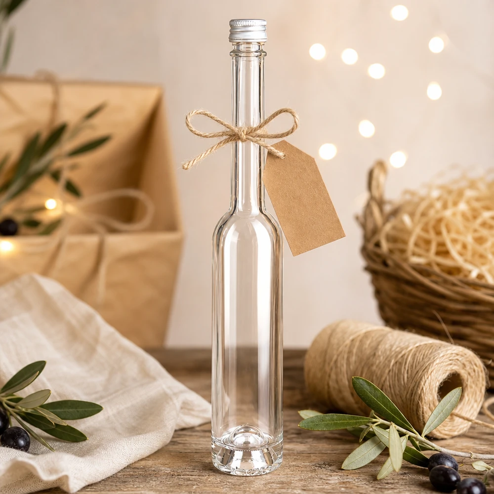 Bouteille en verre Toni de 100 ml avec bouchon argenté - idéale pour les cadeaux et les liqueurs faites maison