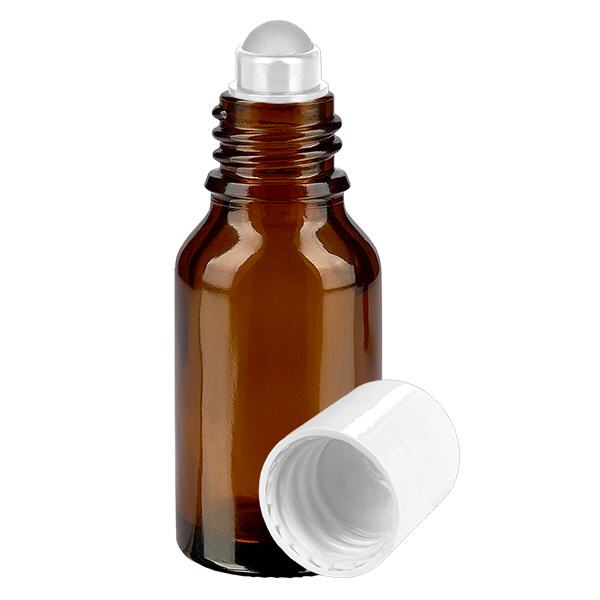 Flacon de pharmacie brun 30ml Roll-On bouchon blanc Flacon de pharmacie brun 30ml Roll-On bouchon blanc