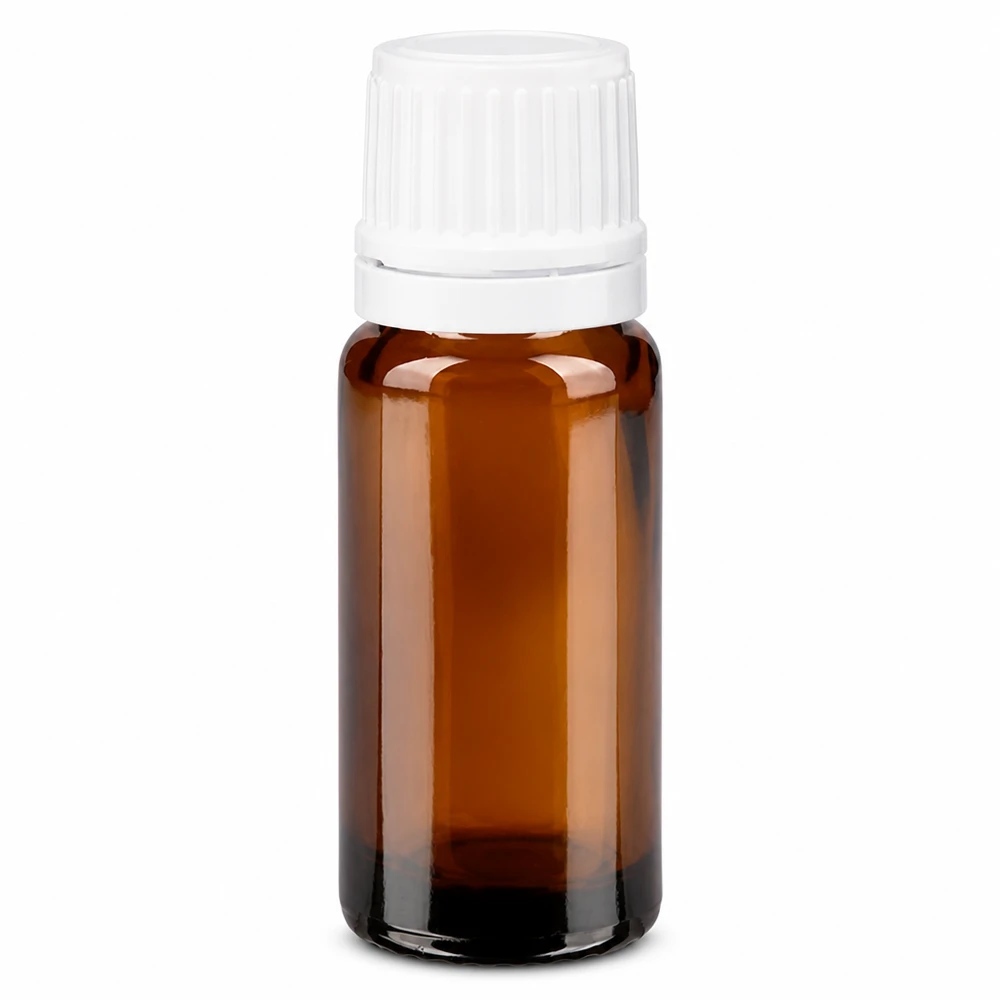 Flacon de pharmacie brun 10ml bouchon compte-gouttes 1.2mm blanc bouchon d'inviolabilité Petite bouteille en verre brun de 10 ml avec bouchon à vis blanc à l'épreuve des enfants, pour les gouttes
