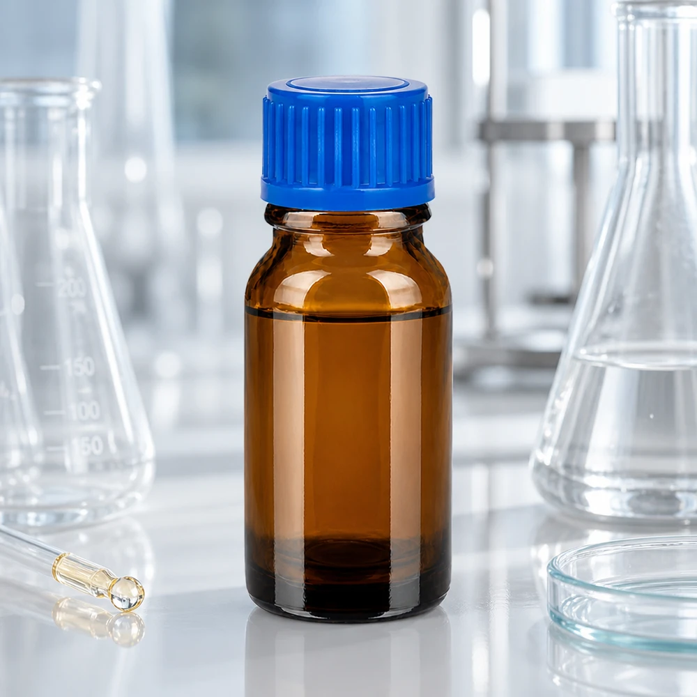 Flacon de 10ml 11mm SV bleu STD BrownLine UT18/10 Flacon compte-gouttes en verre brun de 10 ml avec filetage bleu à fermeture hermétique pour le laboratoire