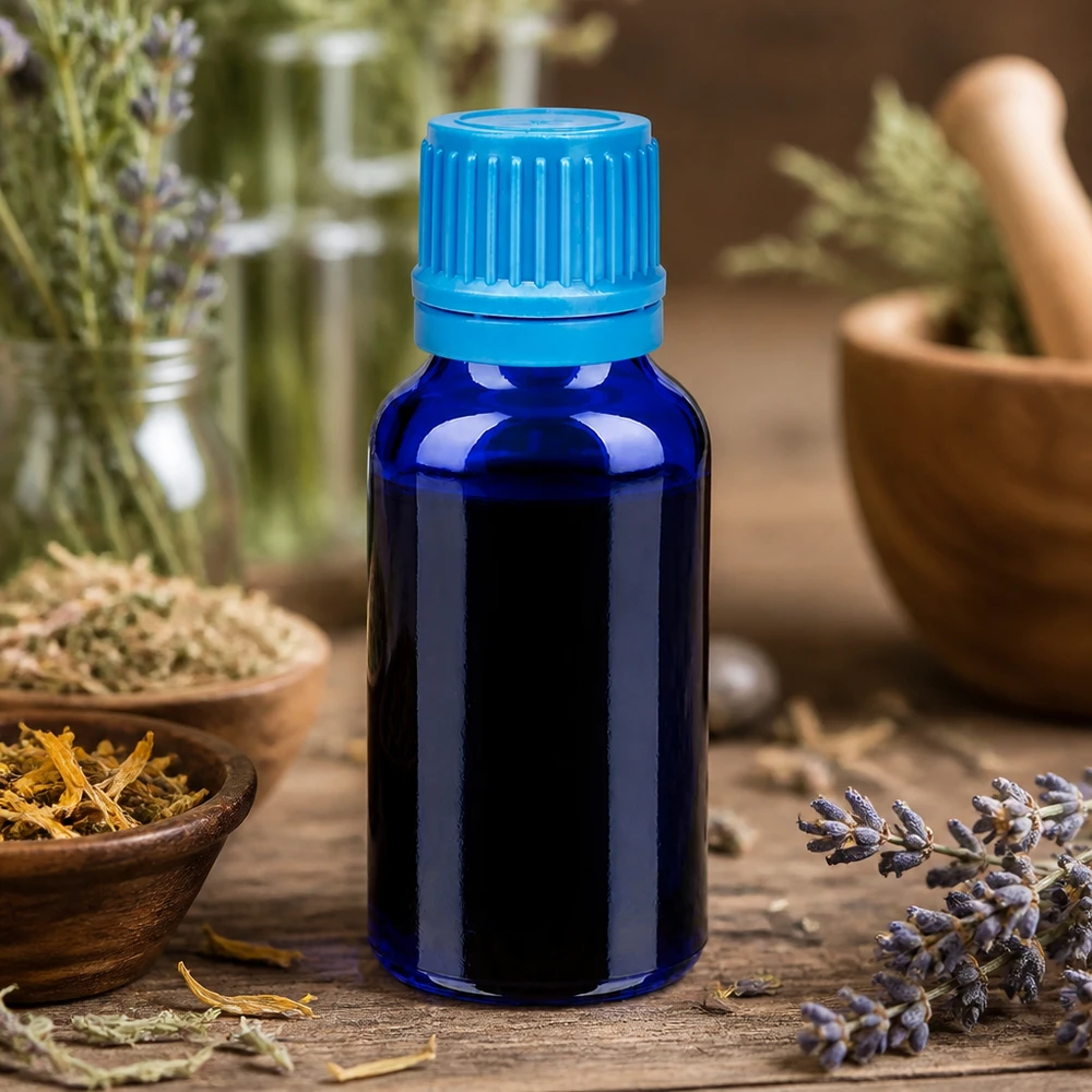 Flacon 20ml 11mm SV bleu OV BlueLine UT18/20 Flacon professionnel BlueLine 20ml avec bouchon original turquoise pour cosmétiques naturels et extraits d'herbes