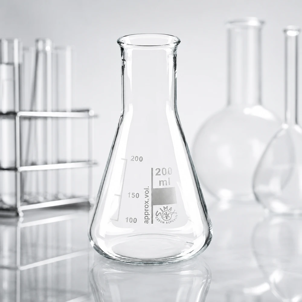 Erlenmeyer 200ml col étroit, verre borosilicate