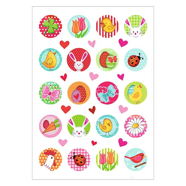 Sticker Bonheur de Pâques (20 stickers avec paillettes)