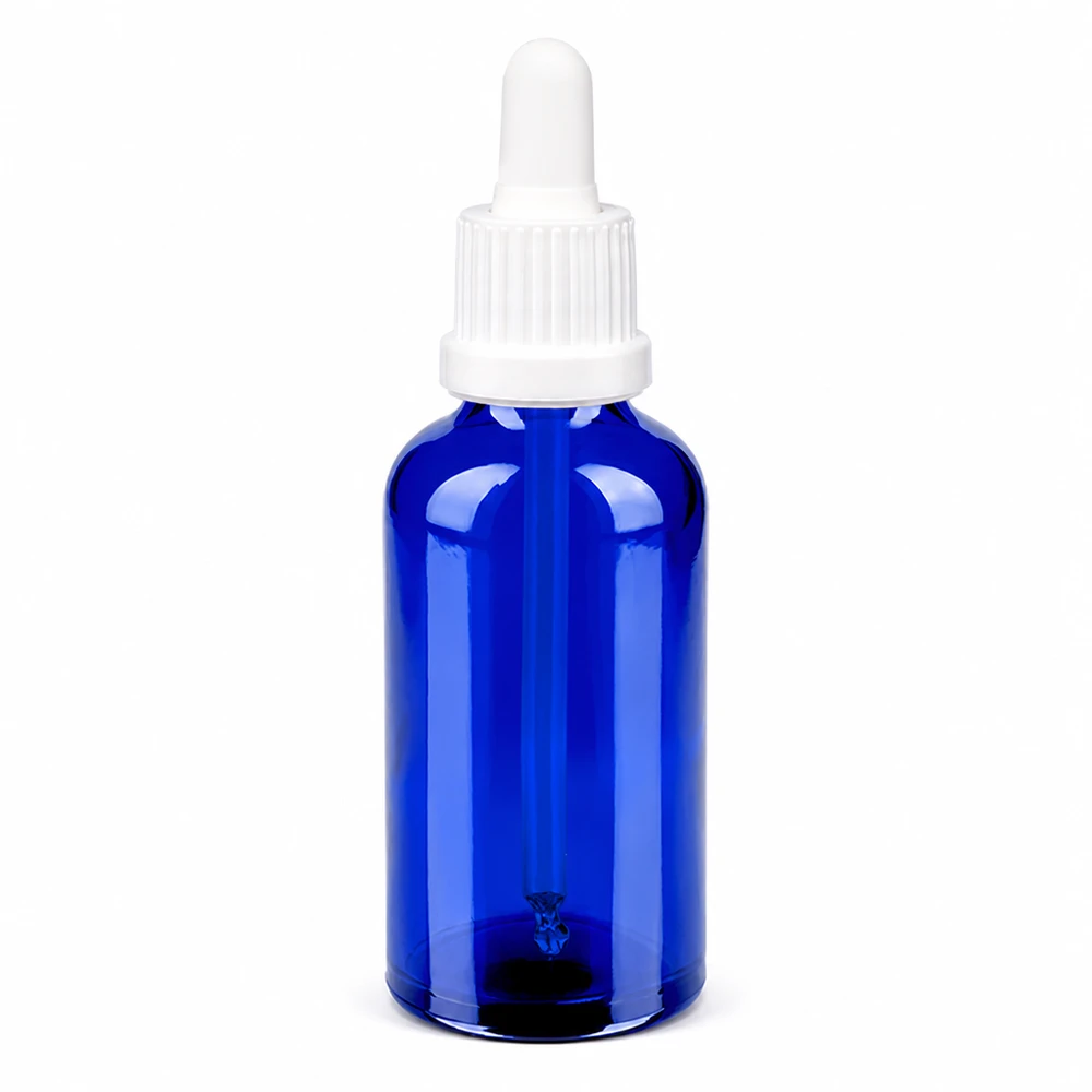 Flacon à pipette 50ml blanc OV BlueLine UT18/50 Flacon à pipette 50ml verre bleu blanc bouchon OV BlueLine UT18/50 finition de haute qualité