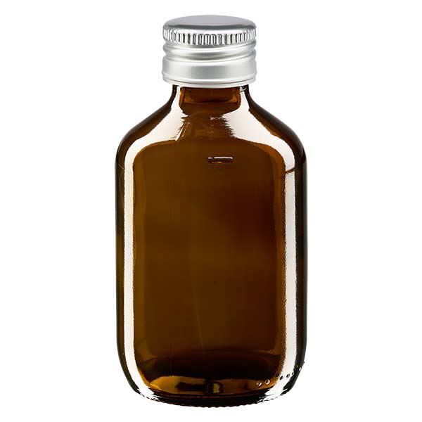 Flacon médical de 200ml brun avec bouchon en aluminium argenté Flacon médical de 200ml brun avec bouchon en aluminium argenté