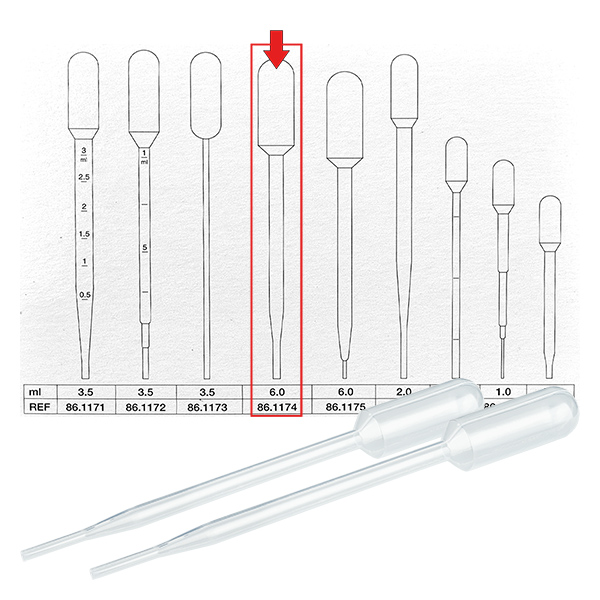 Pipette de transfert, volume nominal : 6 ml, (Lxl) : 152 x 15 mm, Mate Pipette de transfert, volume nominal : 6 ml, (Lxl) : 152 x 15 mm, Mate