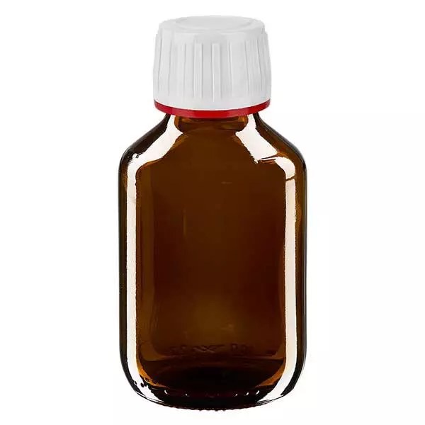 Flacon médical de 100 ml avec bouchon blanc Flacon médical de 100 ml avec bouchon blanc