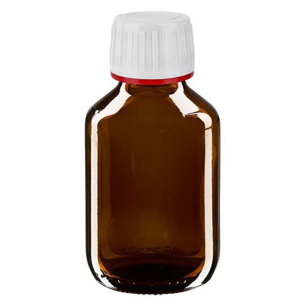 Flacon médical de 100 ml avec bouchon blanc Flacon médical de 100 ml avec bouchon blanc