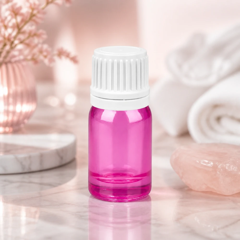 Flacon 5ml bouchon à vis 11mm blanc Originalité bouchon à vis PurpleLine UT18/5 Flacon de 5 ml avec surface violette brillante et bouchon blanc pour les applications de beauté