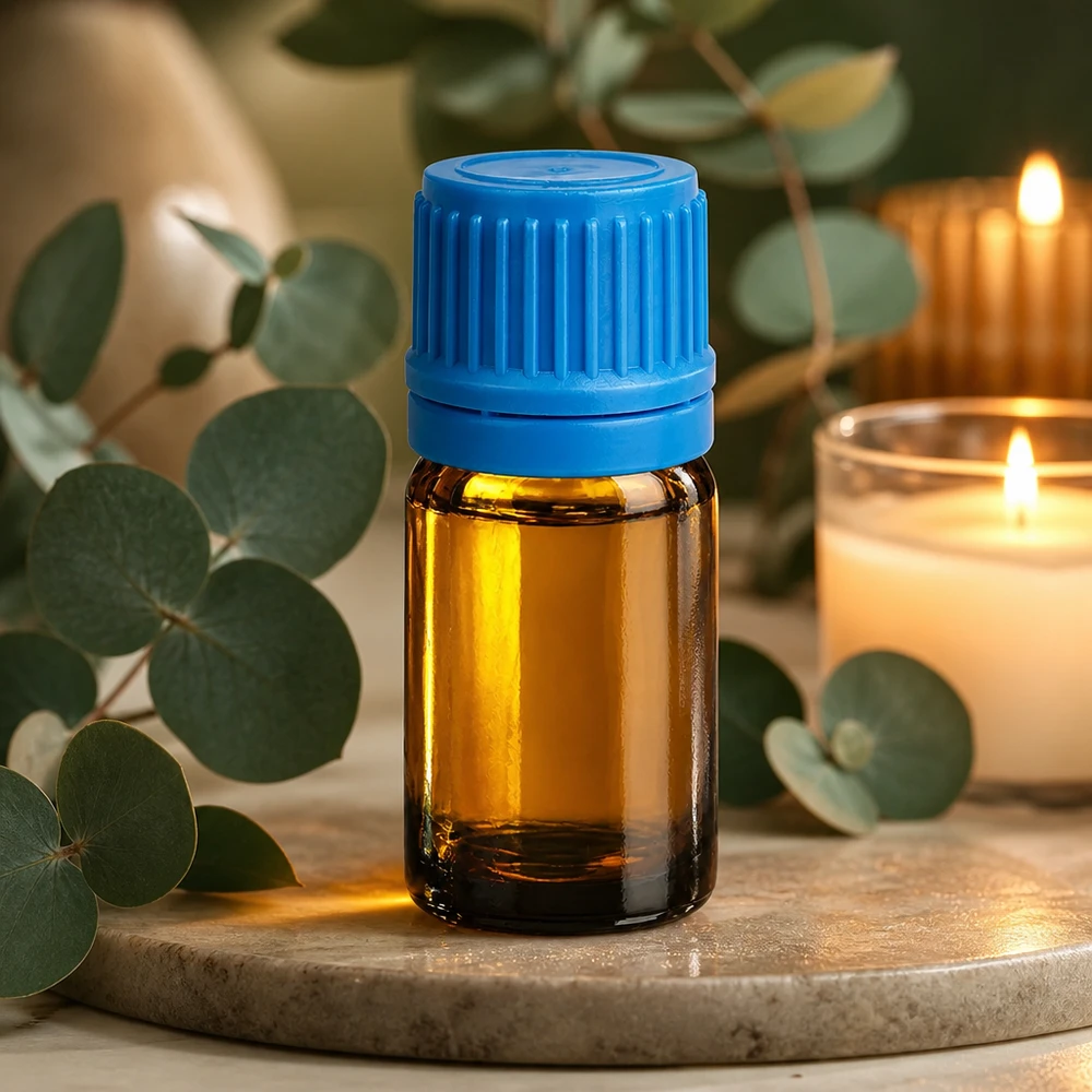 Flacon 5ml 11mm SV bleu OV BrownLine UT18/5 Bouteille d'aromathérapie de 5ml en verre brun anti-UV avec bouchon à vis bleu sécurisé