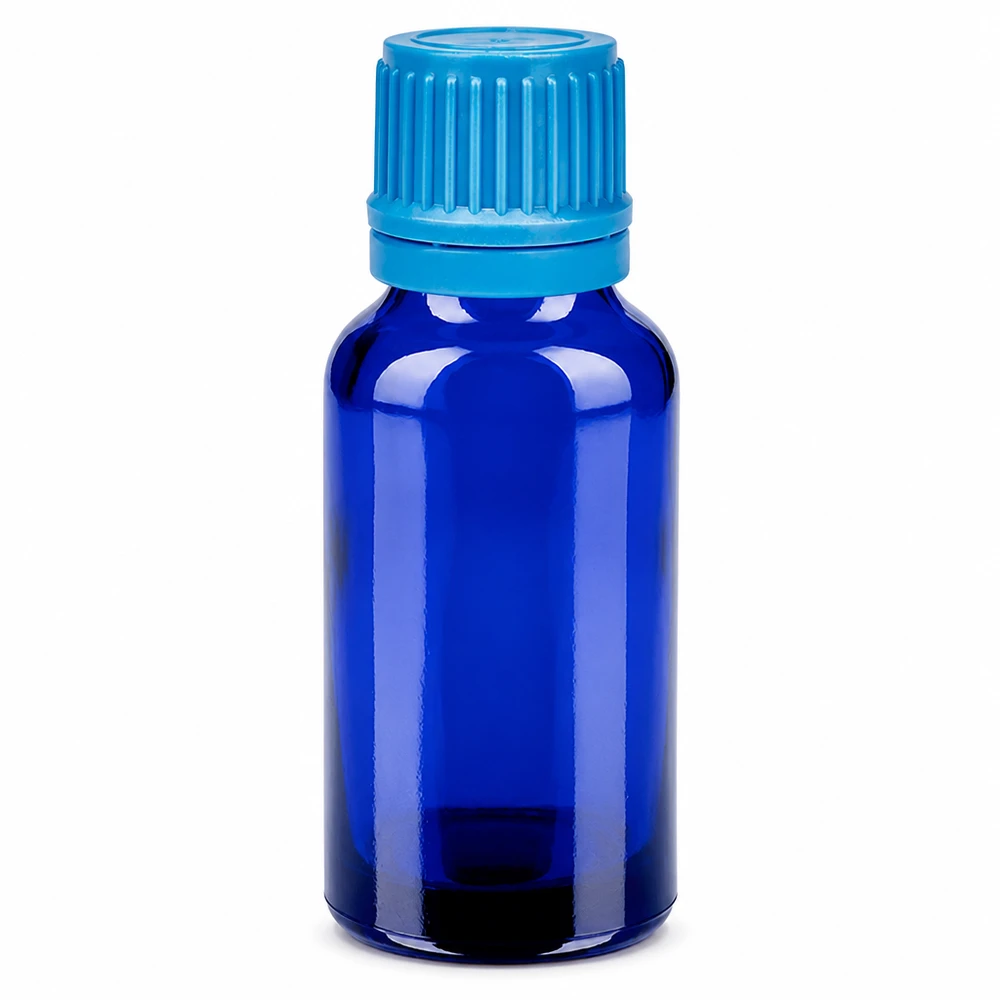 Flacon 20ml 11mm SV bleu OV BlueLine UT18/20 Bouteille en verre bleu de 20ml avec bouchon à vis pour huiles essentielles et teintures