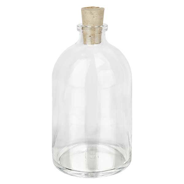 Flacon en verre clair 100 ml avec bouchon de liège 11/14 mm Flacon en verre clair 100 ml avec bouchon de liège 11/14 mm