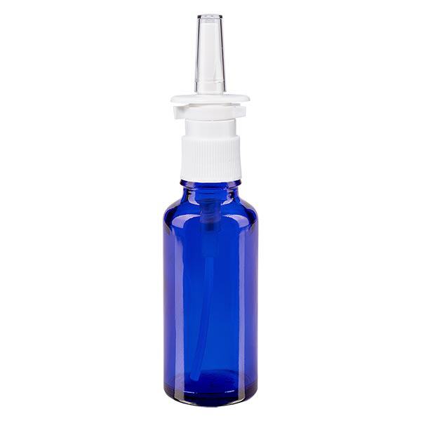 Flacon de pharmacie bleu 30ml vaporisateur nasal blanc
