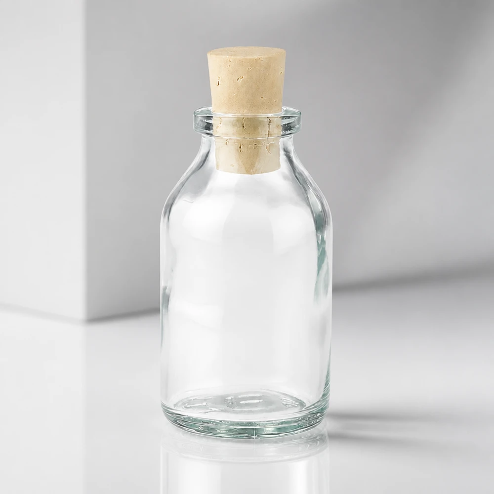 Flacon en verre clair 20 ml avec bouchon de liège 11/14 mm Wiederverschließbare Glasflasche 20ml mit Naturkorken für Öle und Essenzen