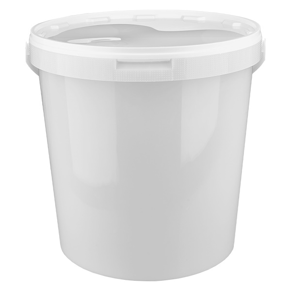 Seau 10.7L en plastique blanc PP avec couvercle Seau 10.7L en plastique blanc PP avec couvercle