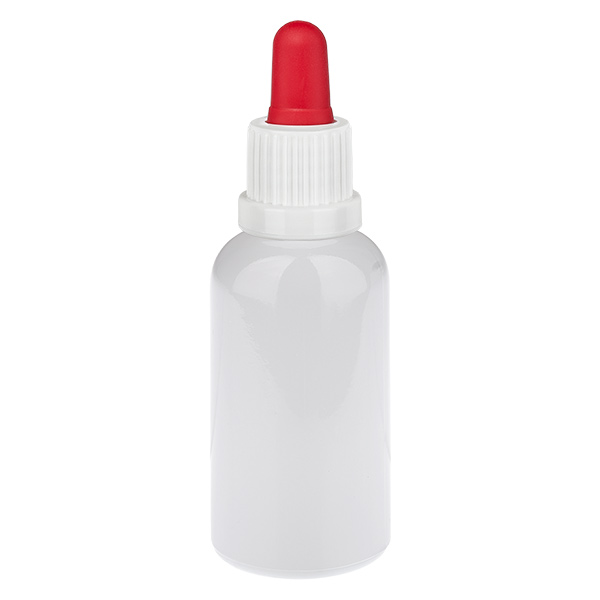 Flacon pipette 30 ml blanc/rouge avec bouchon inviolable WhiteLine UT18/30 Flacon pipette 30 ml blanc/rouge avec bouchon inviolable WhiteLine UT18/30