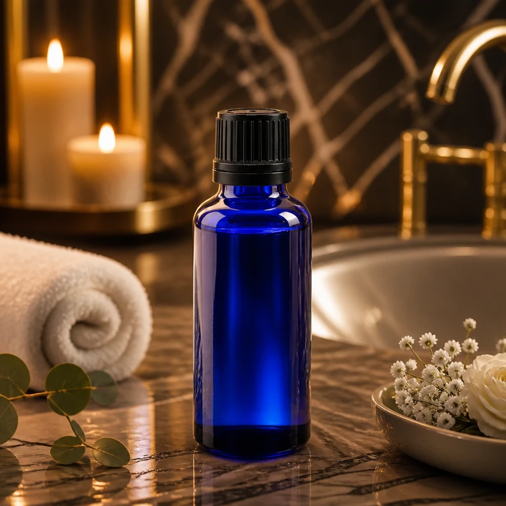 Flacon médical de 30 ml en verre anti-UV, muni d'un compte-gouttes de précision de 1 mm pour les huiles essentielles