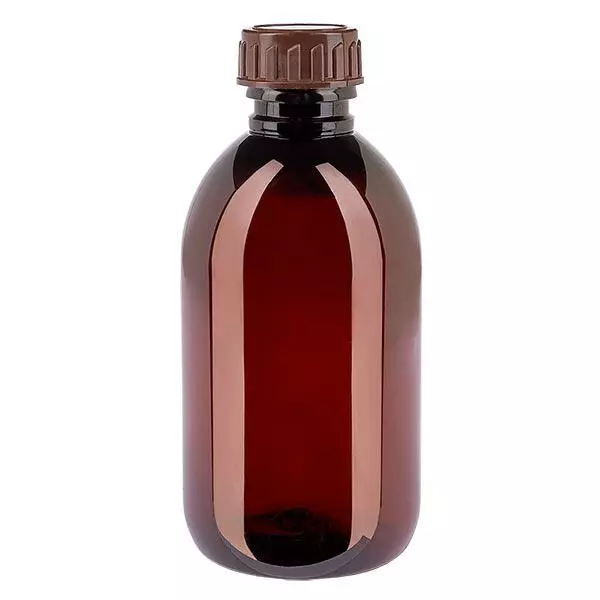 Bouteille PET 250ml avec bouchon marron standard Bouteille PET 250ml avec bouchon marron standard