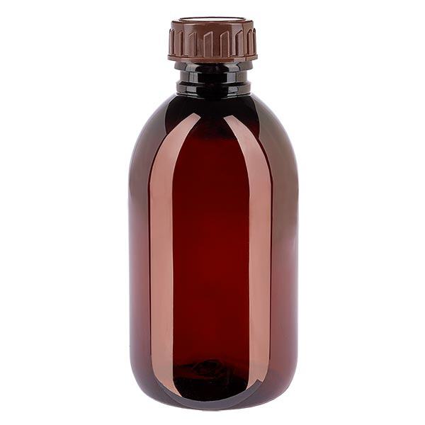 Bouteille PET 250ml avec bouchon marron standard Bouteille PET 250ml avec bouchon marron standard