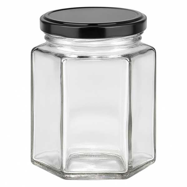 196ml Verre hexagonal avec couvercle BasicSeal noir UNiTWIST