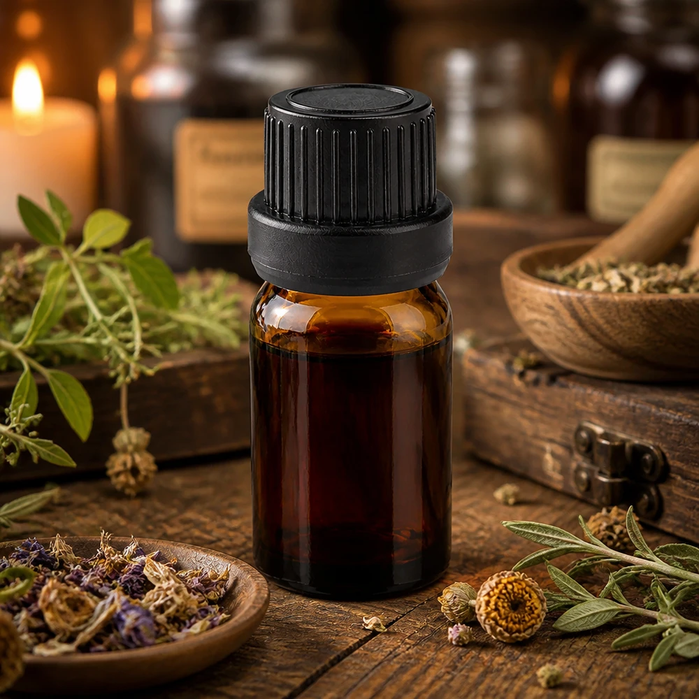 Flacon compte-goutte 5ml 2mm noir OV BrownLine UT18/5 Flacon compact en verre brun de 5ml avec bouchon compte-gouttes noir pour essences d'herbes et teintures