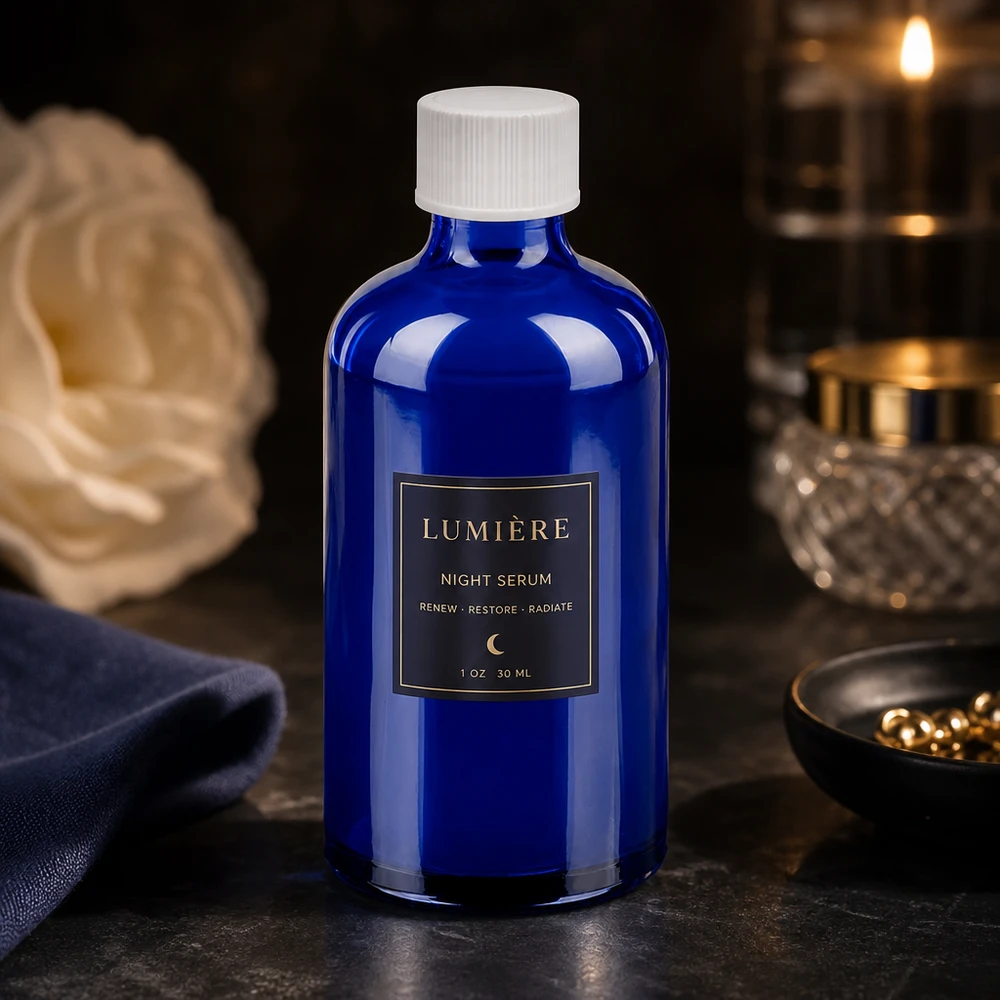 Flacon 100ml 11mm SV blanc STD BlueLine UT18/100 Flacon cosmétique professionnel 100ml série BlueLine avec système de fermeture blanc étanche